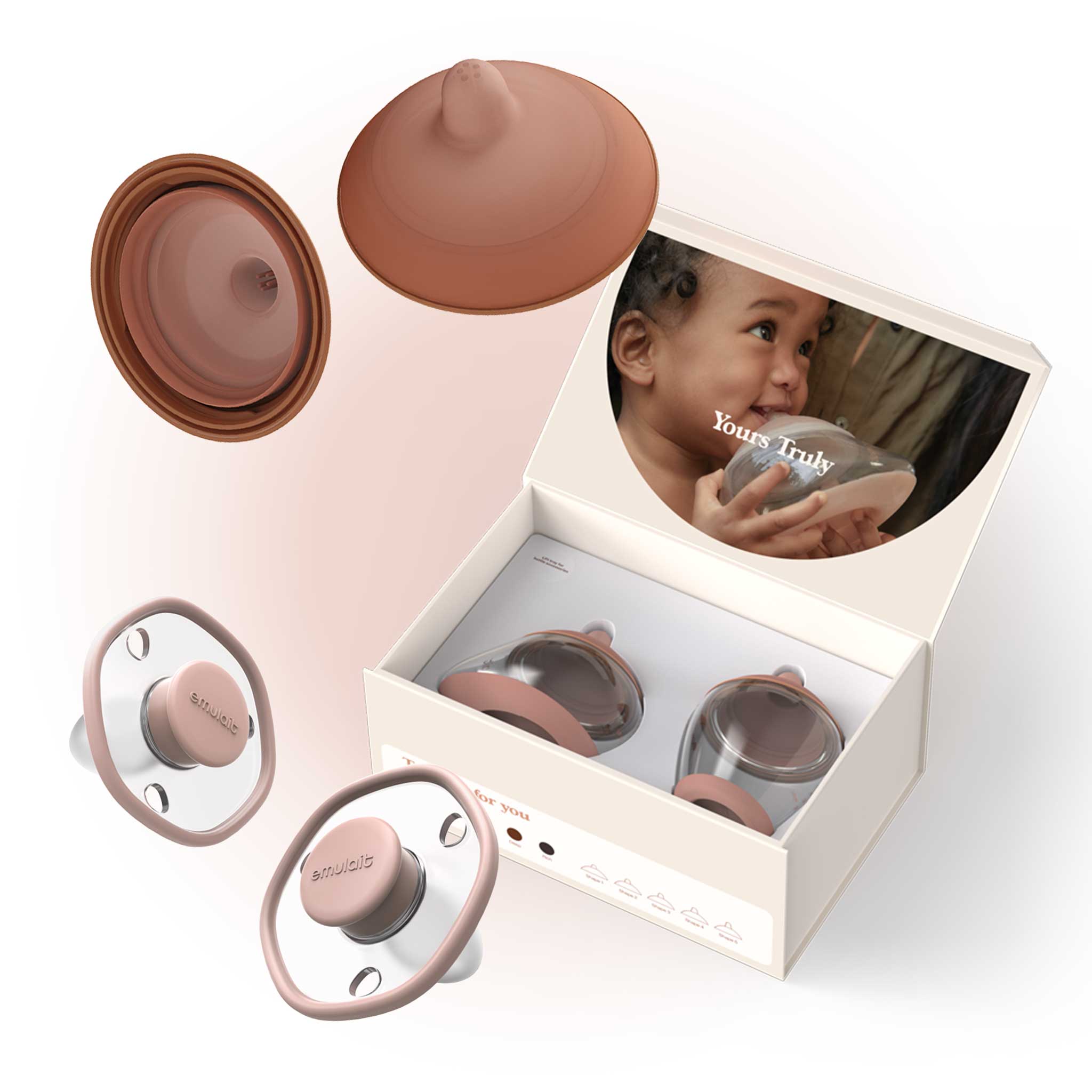 Emulait starterkit baby bottles breast shape. Natural feeding. 